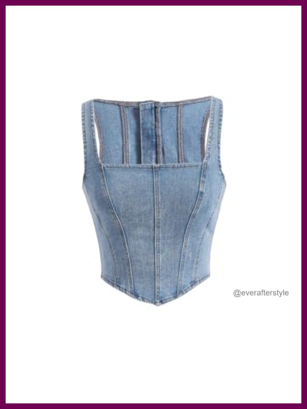 Y2K Denim Tank Crop Top Square Neck Zip Back Asymmetrical Slim Fit